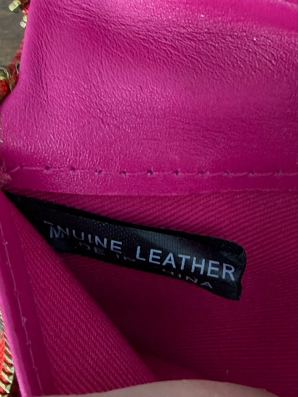 Halogen Zip-Around Leather Travel Clutch Wallet — Red/Fuchsia — VGC